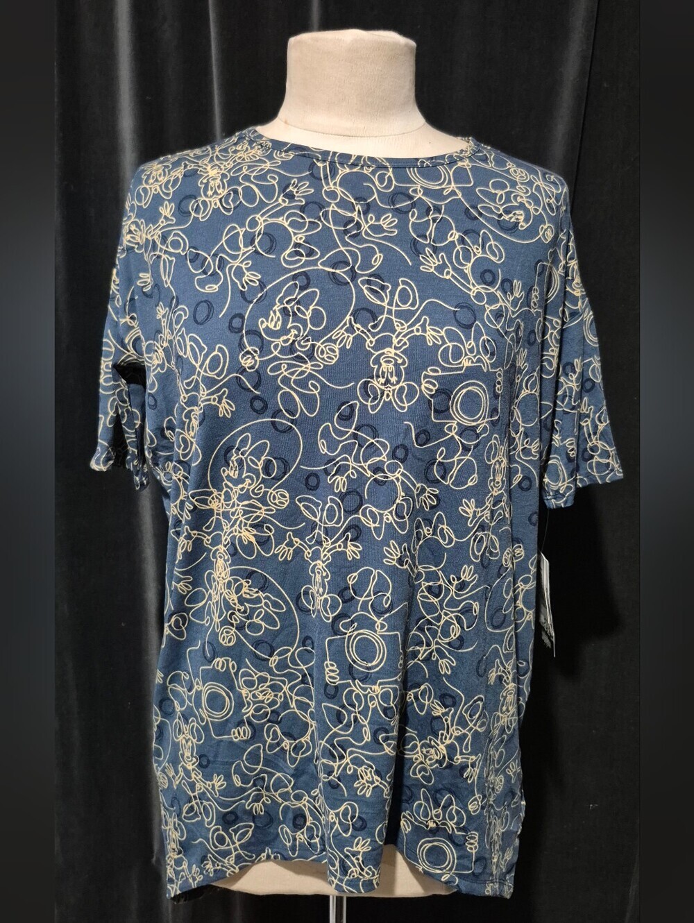 Men's Blue Abstract Print Short-Sleeve Shirt (Box B)